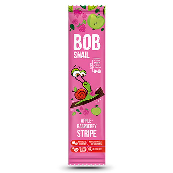 Bob Snail Stripe obuolių-aviečių 14g