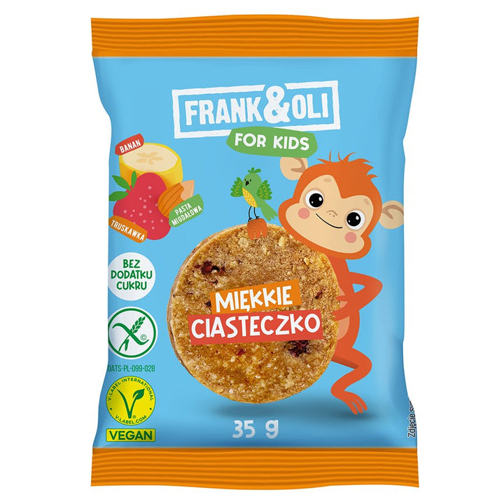 Vaikams minkštas sausainis su bananais ir braškėmis Frank&Oli, 35g