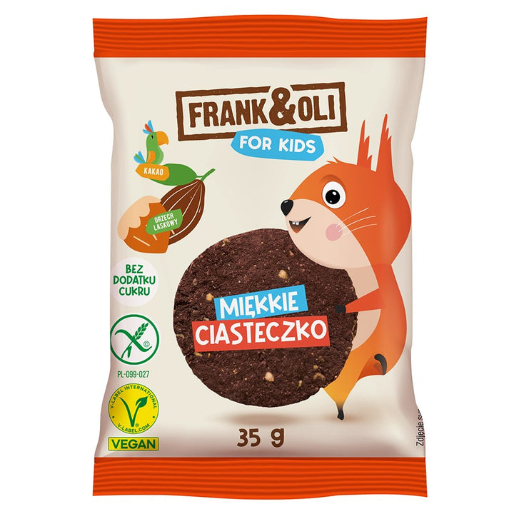 Vaikams minkštas sausainis su kakava ir lazdyno riešutais Frank&Oli, 35g