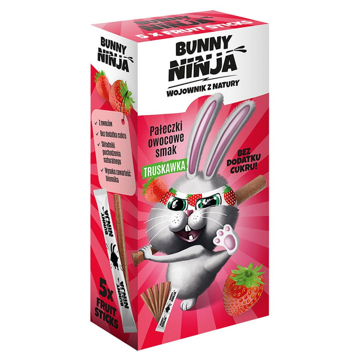 Bunny Ninja braškių lazdelių formos vaisių užkandžiai, 5x10g