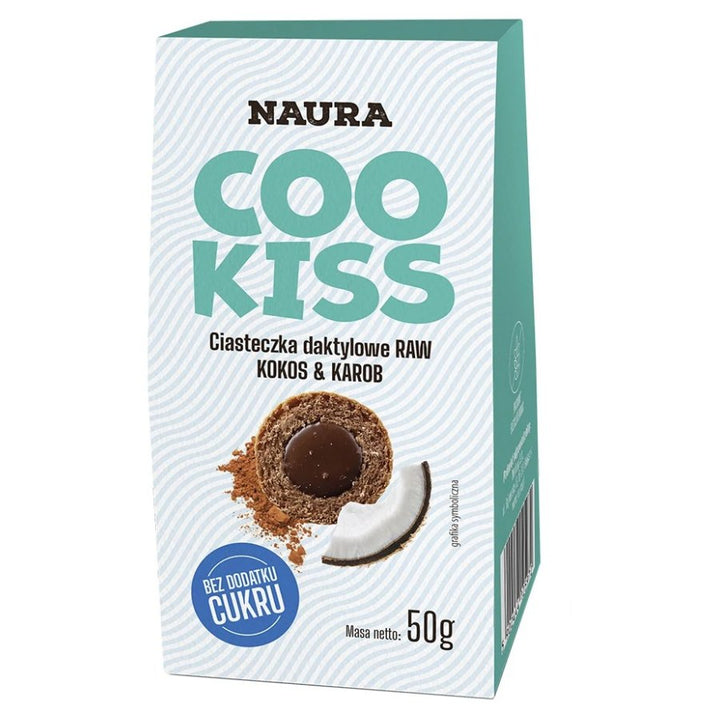 RAW kokoso ir karobų sausainiai Naura, 50 g