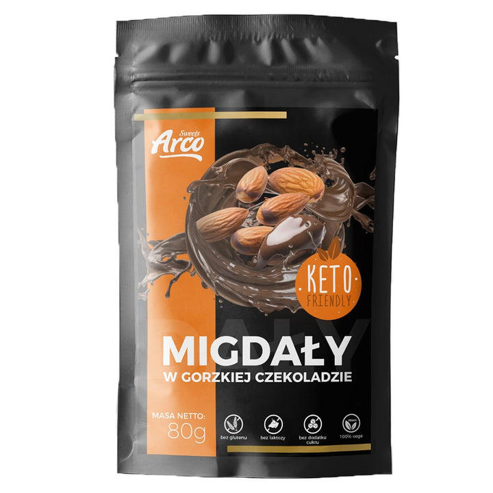 Arco Sweets šokoladiniai migdolai be cukraus, 80g