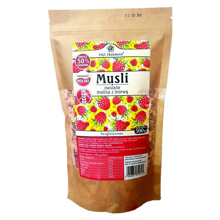 Aviečių ir šilkmedžio avižų muslis Five Przemian be glitimo, 500g
