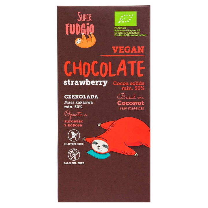 Super Fudgio ekologiškas braškinis šokoladas 80g