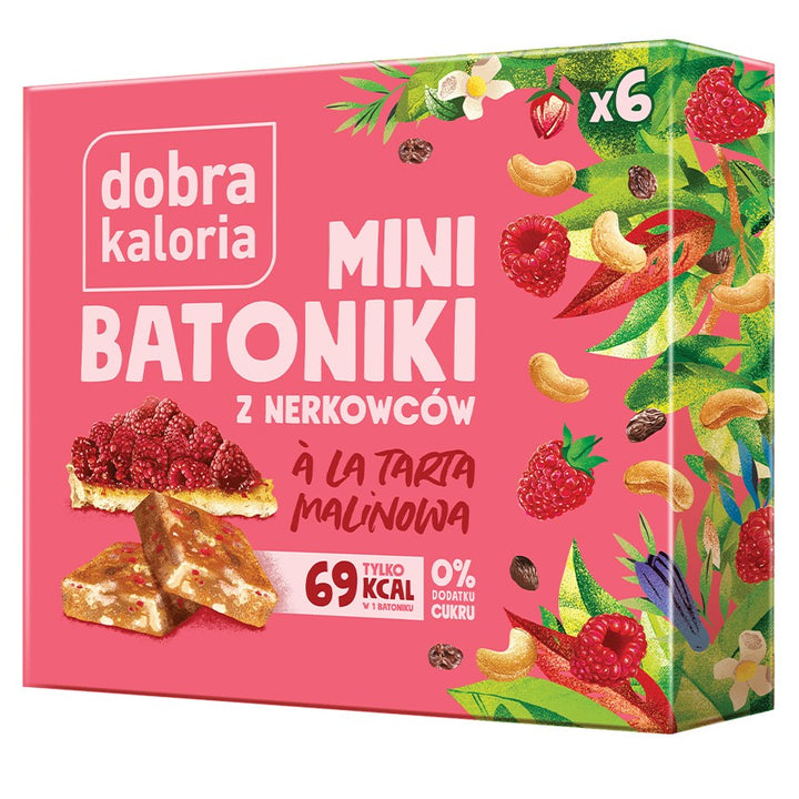 Mini anakardžių batonėliai - aviečių pyragas Dobra Kaloria 6x17g