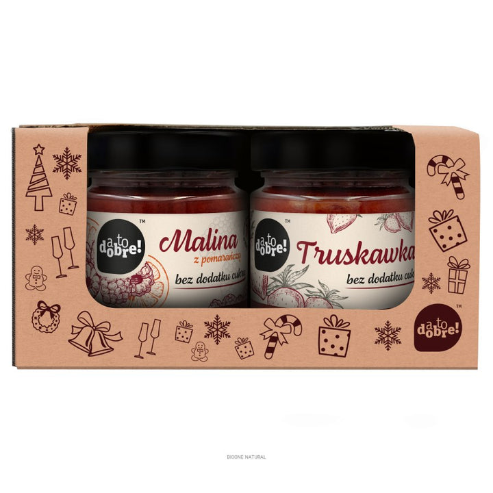 Rinkinys: Avietės + Braškės be pridėtinio cukraus, uogienės konsistencijos A To Dobre!, 2x 195g