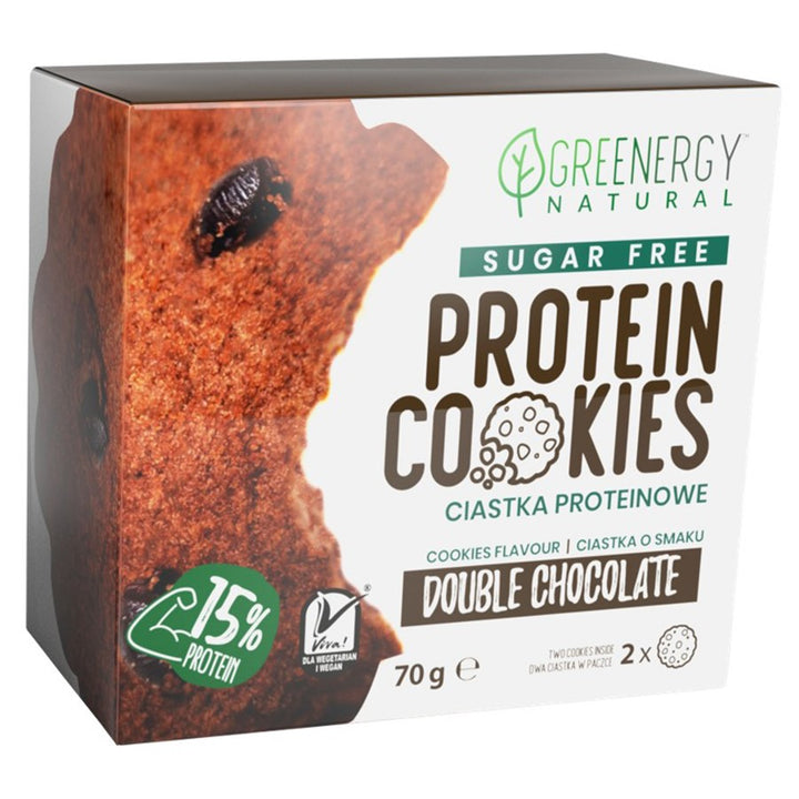 Baltyminiai sausainiai Double Chocolate Greenergy BE CUKRAUS, 70g