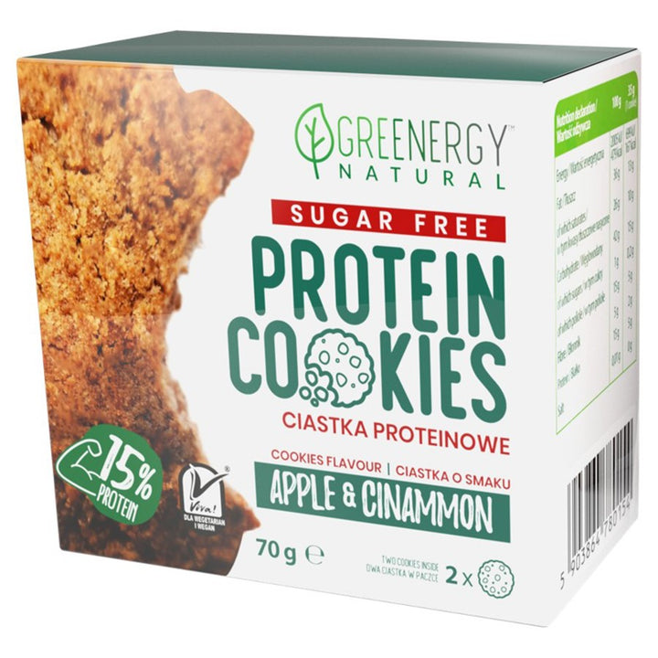 BE CUKRAUS Apple&Cinnamon Greenergy baltyminiai sausainiai, 70g