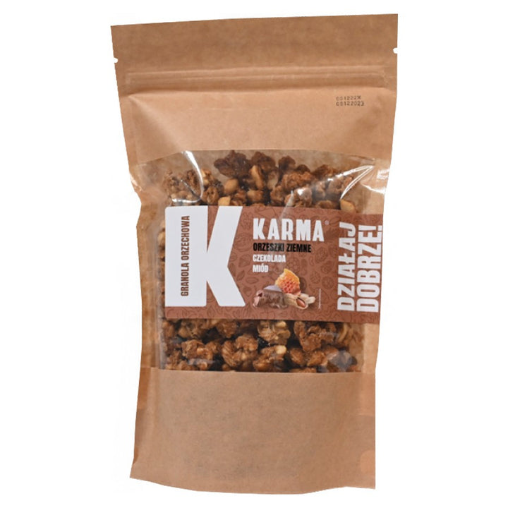 ŽEMĖS RIEŠUTŲ GRANOLA - žemės riešutai, šokoladas, medus Karma, 400g