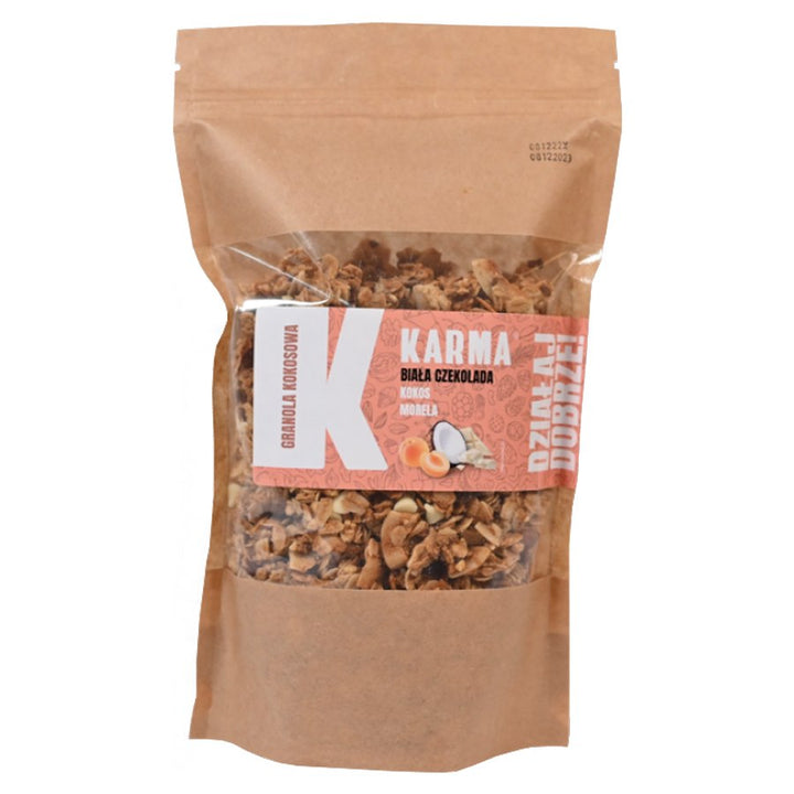 COCONUT GRANOLA - baltas šokoladas, kokosas, abrikosas Karma, 400g