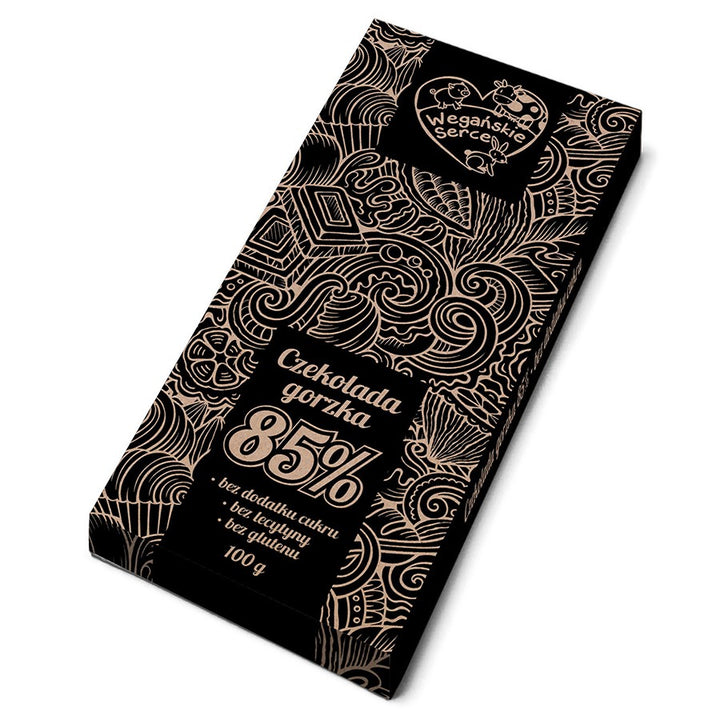 Veganiškas juodasis šokoladas 85%, be pridėtinio cukraus Vegan Heart, 100g