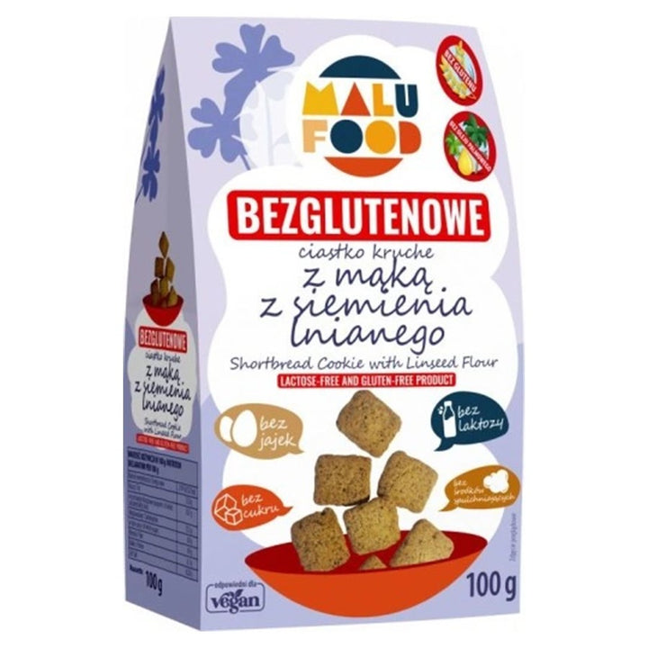 Trapios tešlos sausainiai su sėmenų miltais - be pridėtinio cukraus, be glitimo Malu Food, 100g