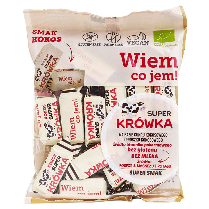 Be pieno kokoso fudge, be glitimo Super Krówka BIO 150g