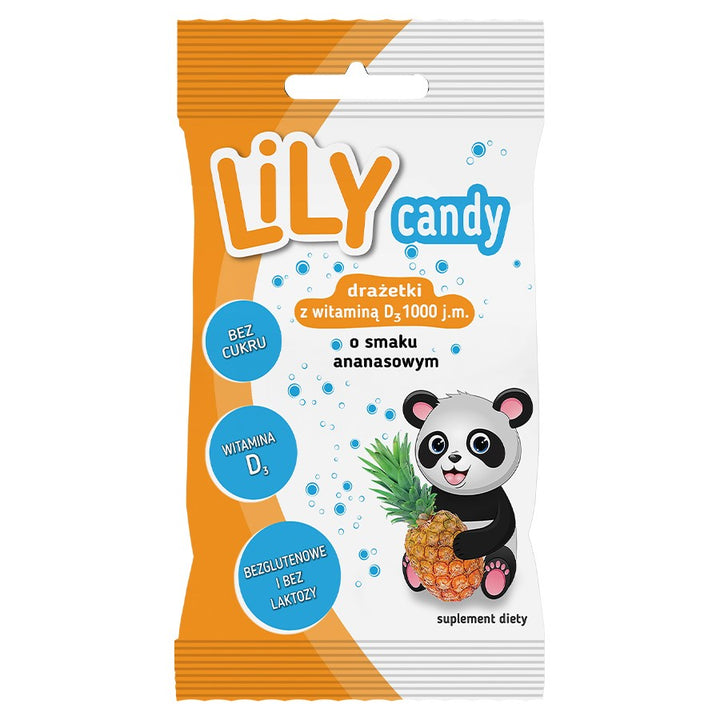 Ananasų skonio dražė su vitaminu C ir D LILY Candy, 40g