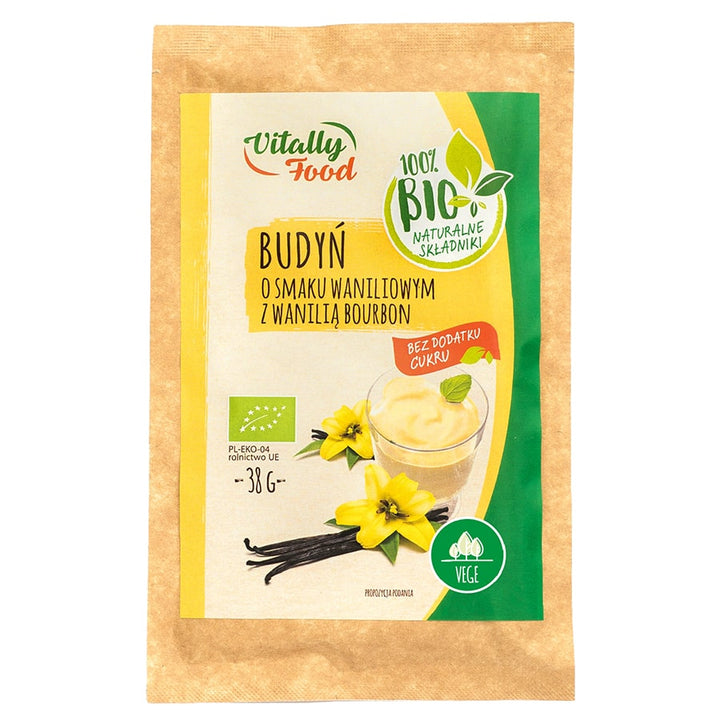Vanilės skonio pudingas su Bourbon vanile be pridėtinio cukraus Vitaly Food BIO 38g