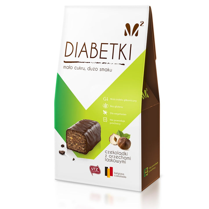 Diabetki lazdynų ir graikinių riešutų šokoladas, 100g