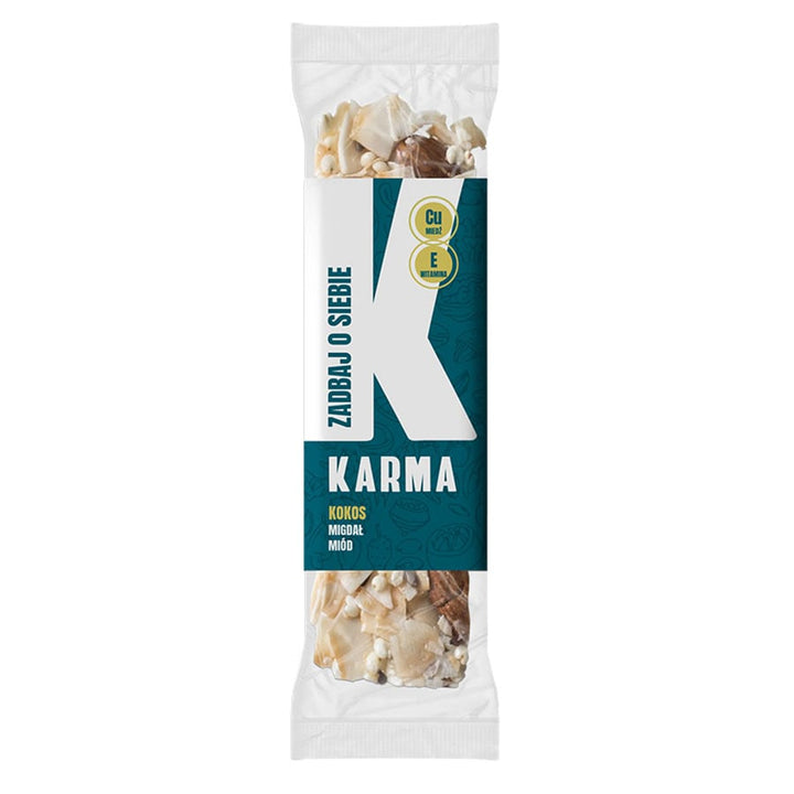 "Pasirūpink savimi" batonėlis - kokosų, migdolų, medaus - Karma batonėlis, 35g