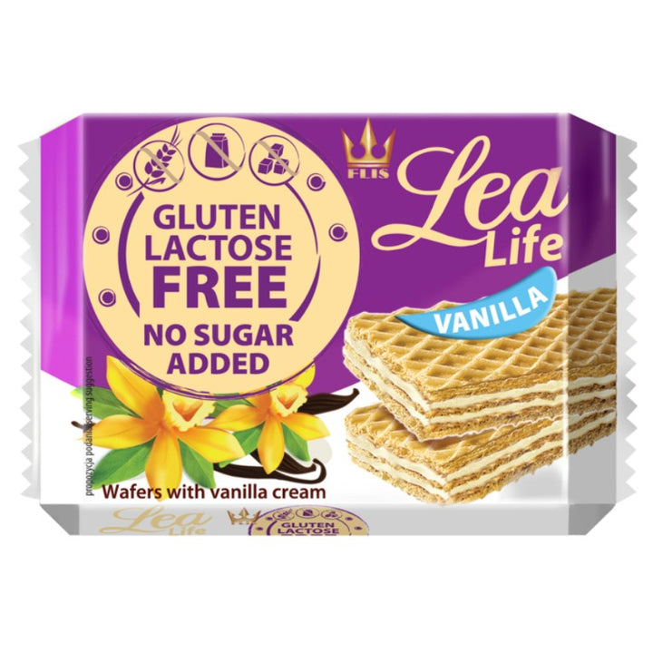 Vaniliniai vafliai be laktozės glitimo ir be pridėtinio cukraus Lea Life 95g