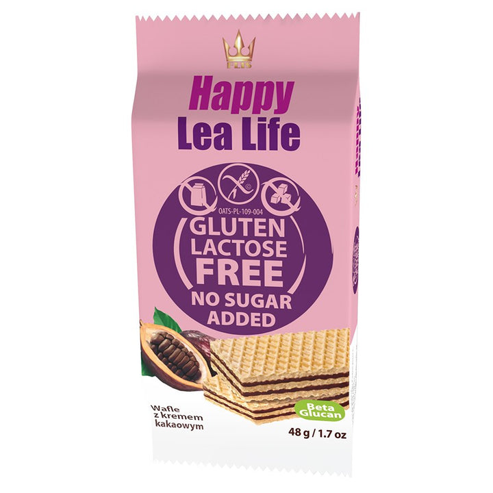 Kakaviniai vafliai be laktozės glitimo ir be pridėtinio cukraus Lea Life 48g
