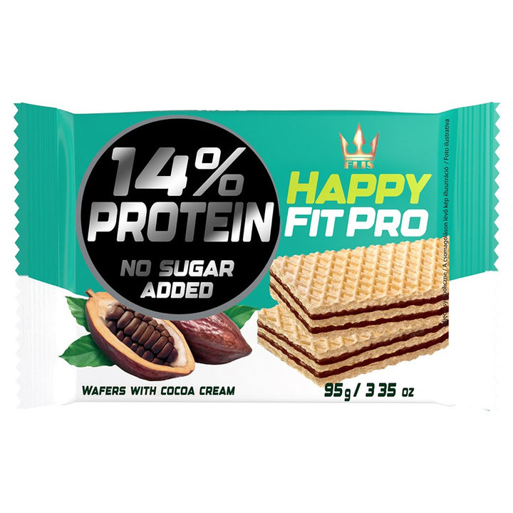 Happy FIT PRO kakaviniai vafliai be pridėtinio cukraus, 95g